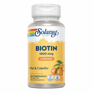 Solaray® - Biotin 1000 Mcg-100 Comprimidos Lozenges. Sin Gluten. - Vitaminas