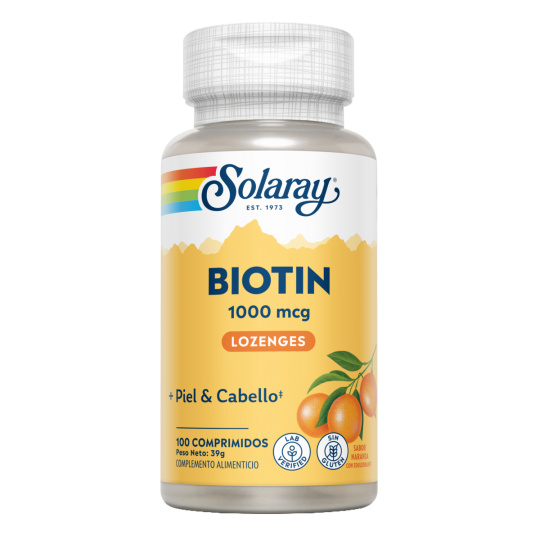 Solaray® - Biotin 1000 Mcg-100 Comprimidos Lozenges. Sin Gluten. - Vitaminas