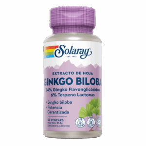 Solaray® - Ginkgo Biloba-60 VegCaps. Sin Gluten. Apto Para Veganos - Complementos herbolarios