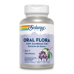 Solaray® - Oral Flora Con Sambuactin(™) - 30 Comp.masticables. Sin Gluten. Apto Para Veganos. Sabor Saúco. - Enzimas y ayuda digestiva