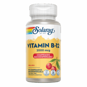 Solaray® - Vitamin B-12 2000 Mcg - Sin Azúcar - 90 Lozenges. Sin Gluten. Apto Para Veganos. - Vitaminas