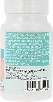 LACTOBACILLUS ACIDOPHILUS 30 vcaps - para el desequilibrio intestinal - Imagen 2